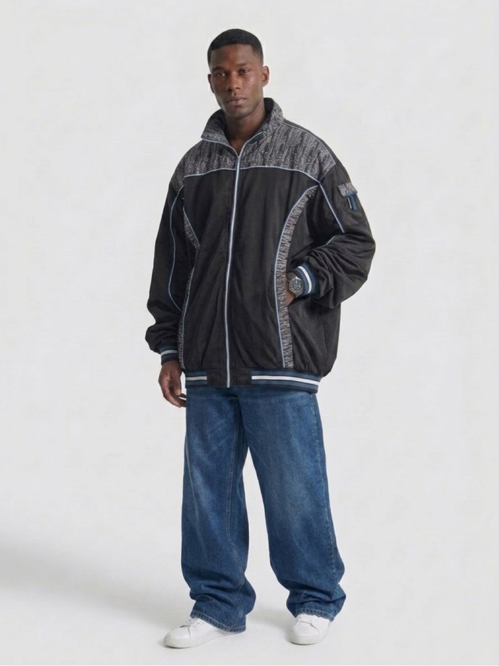 Vintage COOGI Track Jacket NWT - Black/Blue Streetwear Full Zip Men's Large
